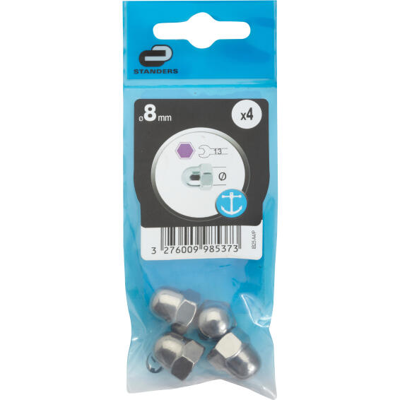 Dome nuts stainless steel 8mm 4pc standers