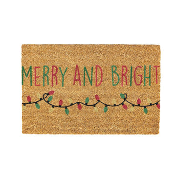 Merry and Bright Coir Doormat Design 700 x 400 mm