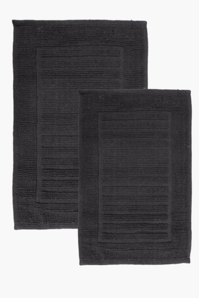 2 PIECE COTTON PANEL BATH MAT SET Soft, Absorbent & Stylish Bathroom Mats