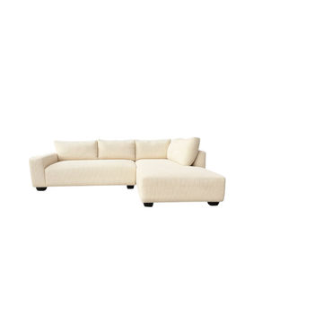 Natalia L Shape Couch – Corduroy Cream - white Left sided