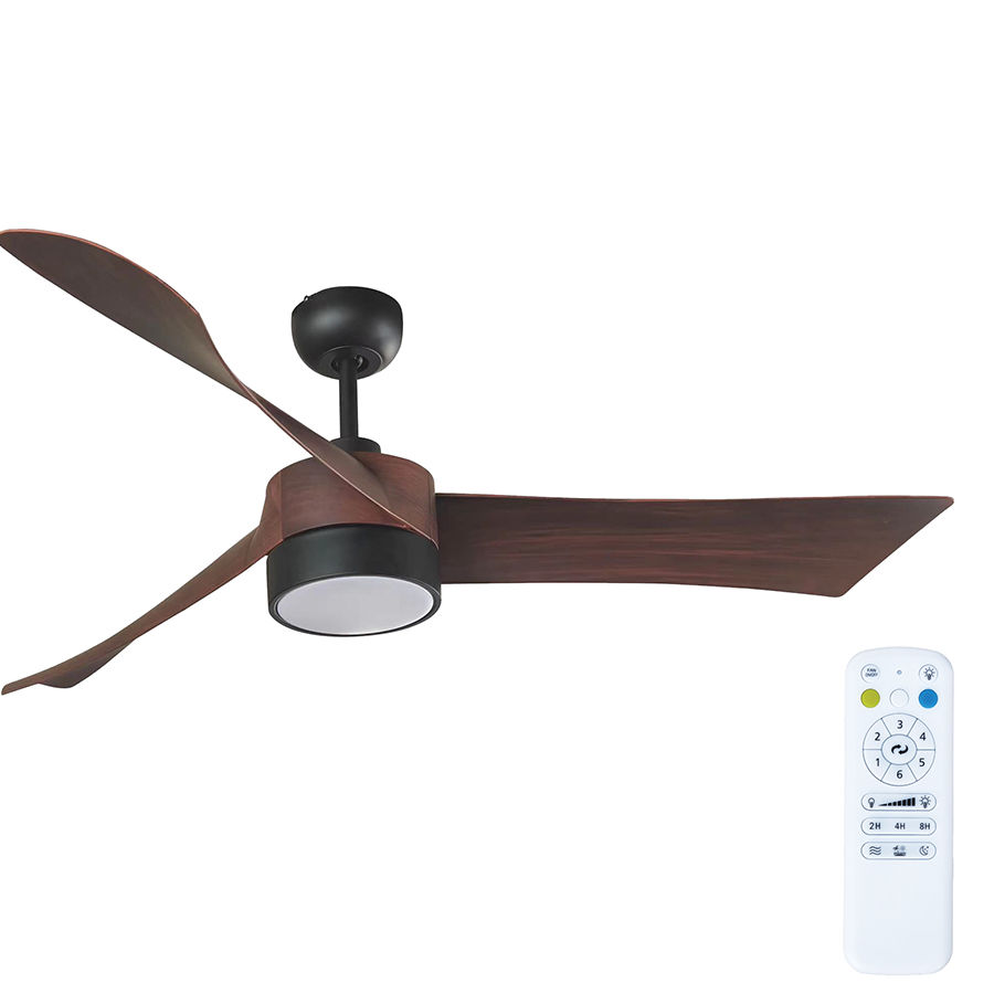 Edge Ceiling Fan 3 Blades Dimmable CCT LED Brown/Black