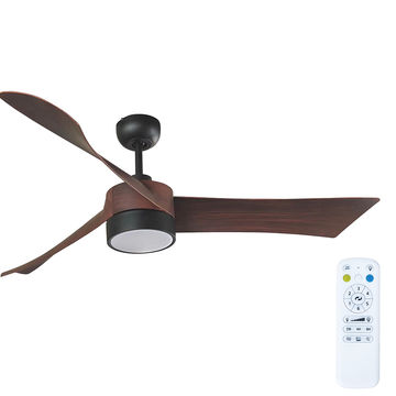 Edge Ceiling Fan 3 Blades Dimmable CCT LED Brown/Black
