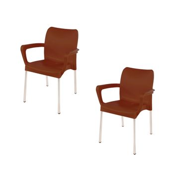 Heavy Duty Plastic Stacking Chair – Bistro Design with Armrests - Coco - Set of 2