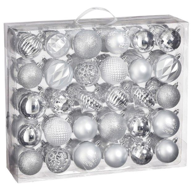 Tree Decorations : Silver - 60 pieces