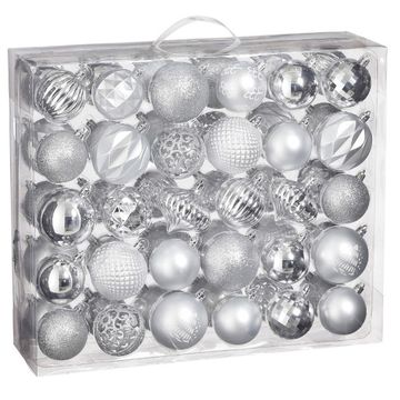 Tree Decorations : Silver - 60 pieces