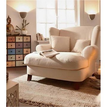 Fluffy Wing Back Armchair + Free Decorative Pillow
