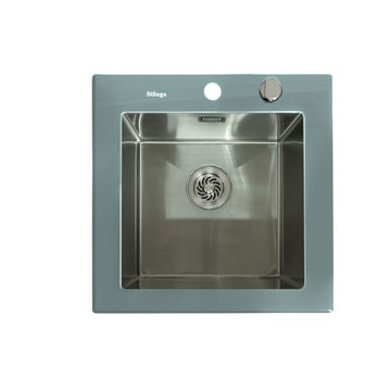 Quinn Large Bowl Glass Kitchen Sink Grey - Silver