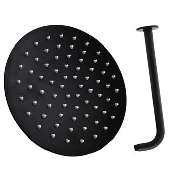 Muett Black Rain 8" Round Shower Head With 40cm Shower Arm