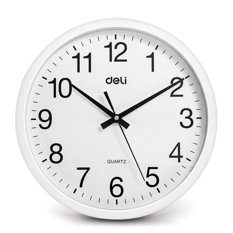Deli Slient Wall Clock 30cm Uses 1 Battery 1.5V AA White