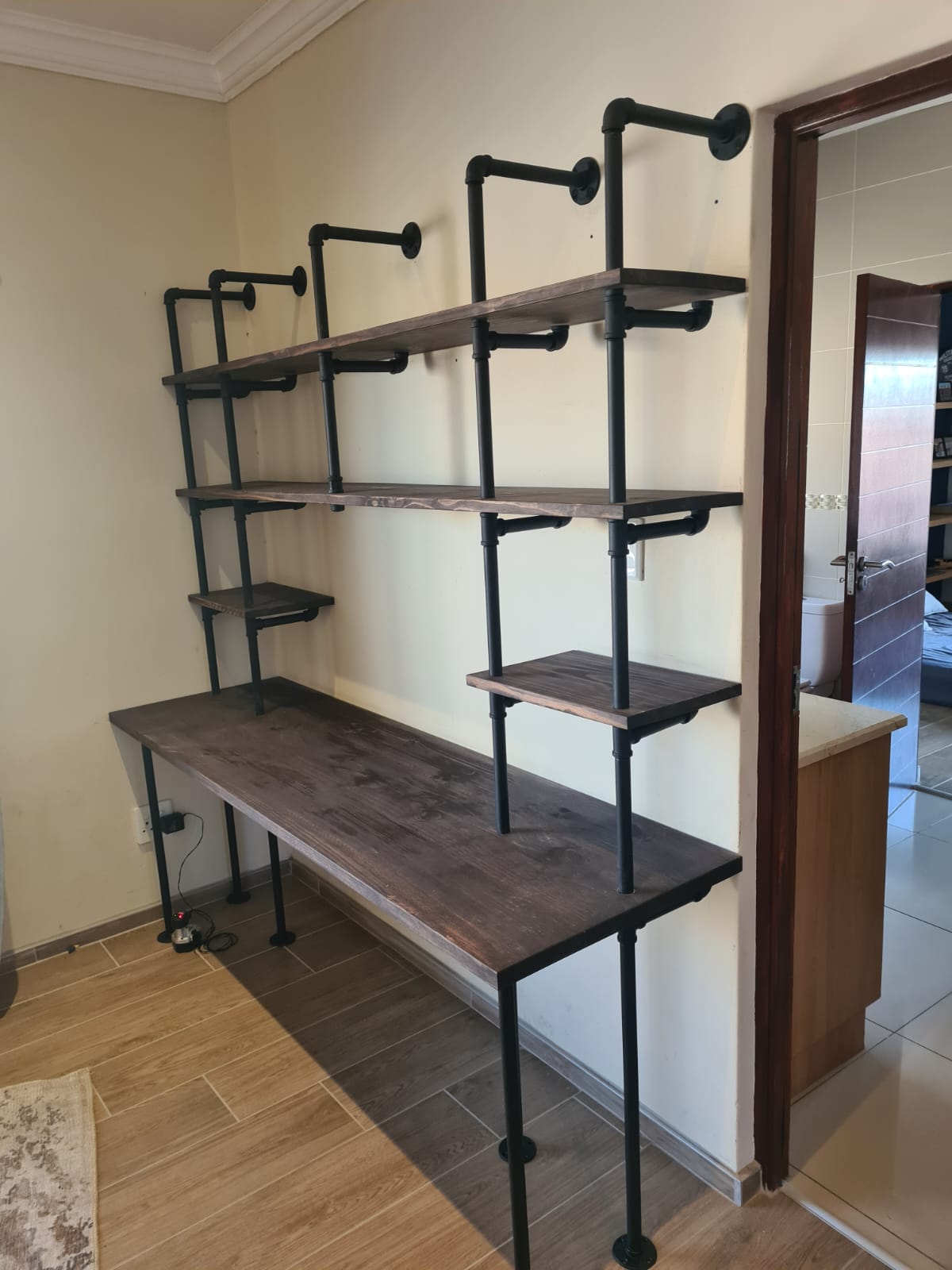 Premium Industrial Wall Mounted Work or Learning desk with shelves