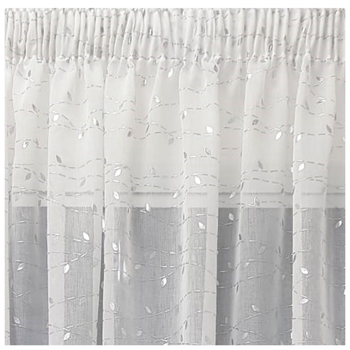 Matoc Readymade Curtain -Foiled Silver Leaf -Taped -285cm W x 250cm H