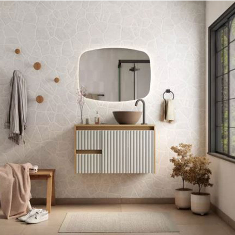 Sakura Glass Top Vanity Basin With Cuia Basin-Off White/Brown