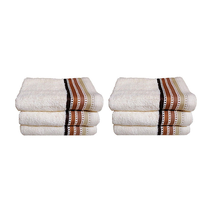 Royal Turkish Collection -450gsm -100% Cotton -Facecloth -Cream -Pack of 6