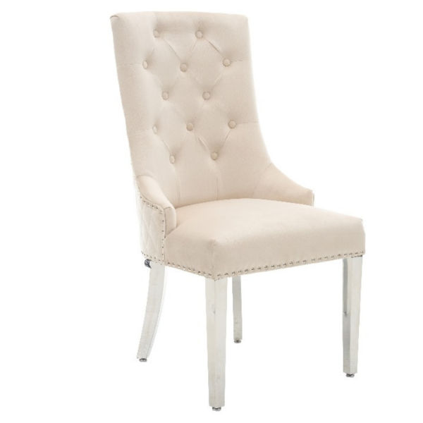 Paula Med Back Dining Chairs Off White/Silver