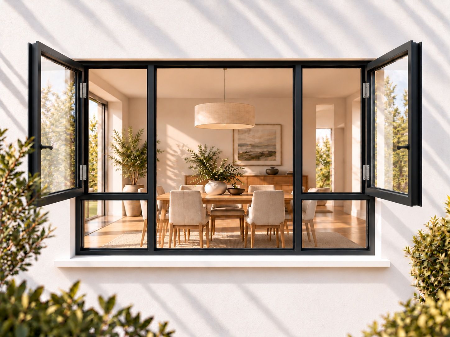 Kenzo Premium Side-Hung Aluminium Window - Charcoal, 2400 1800 mm, Double Side Opener with Fixed Bottom Panes