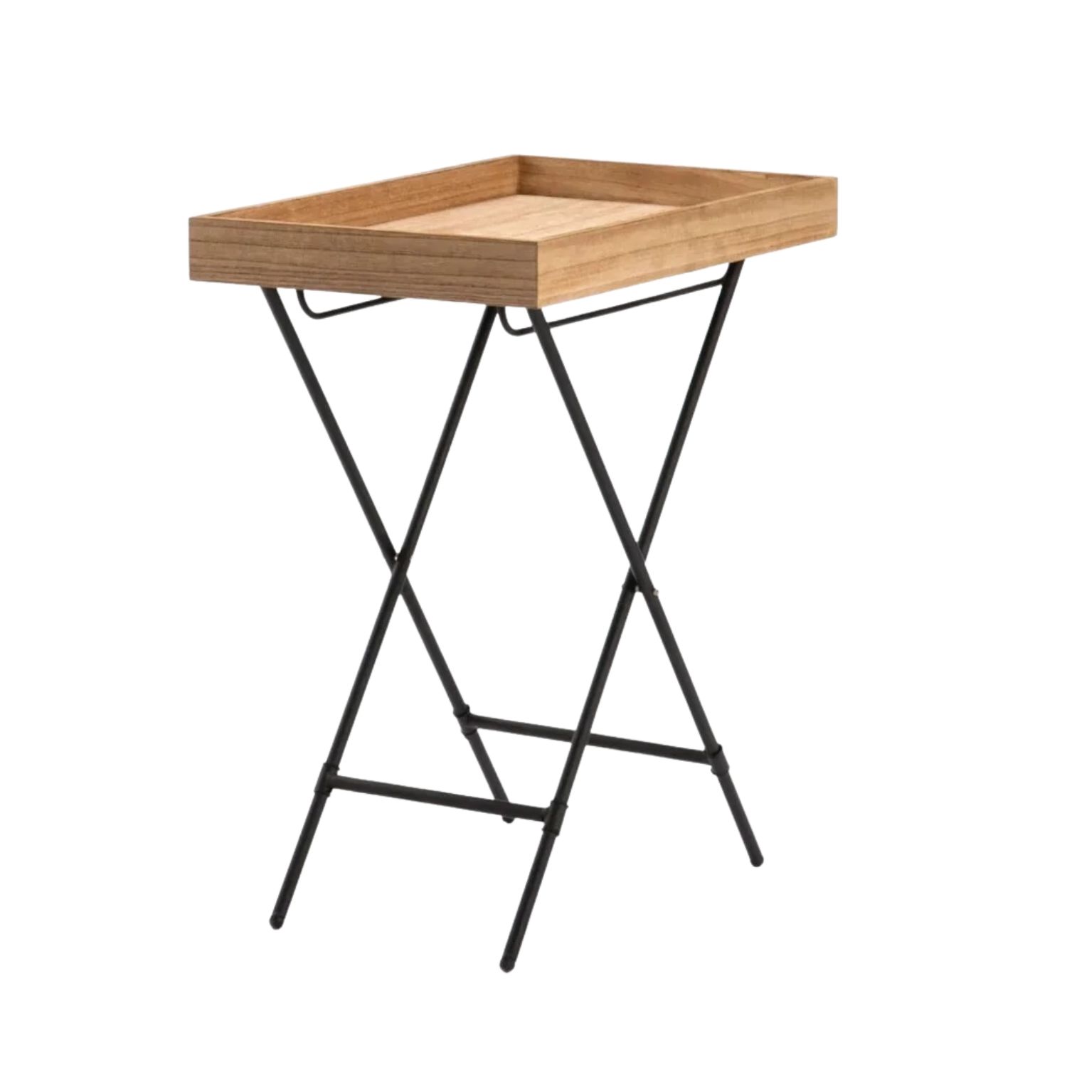 Brown Folding Butler Tray Side Table