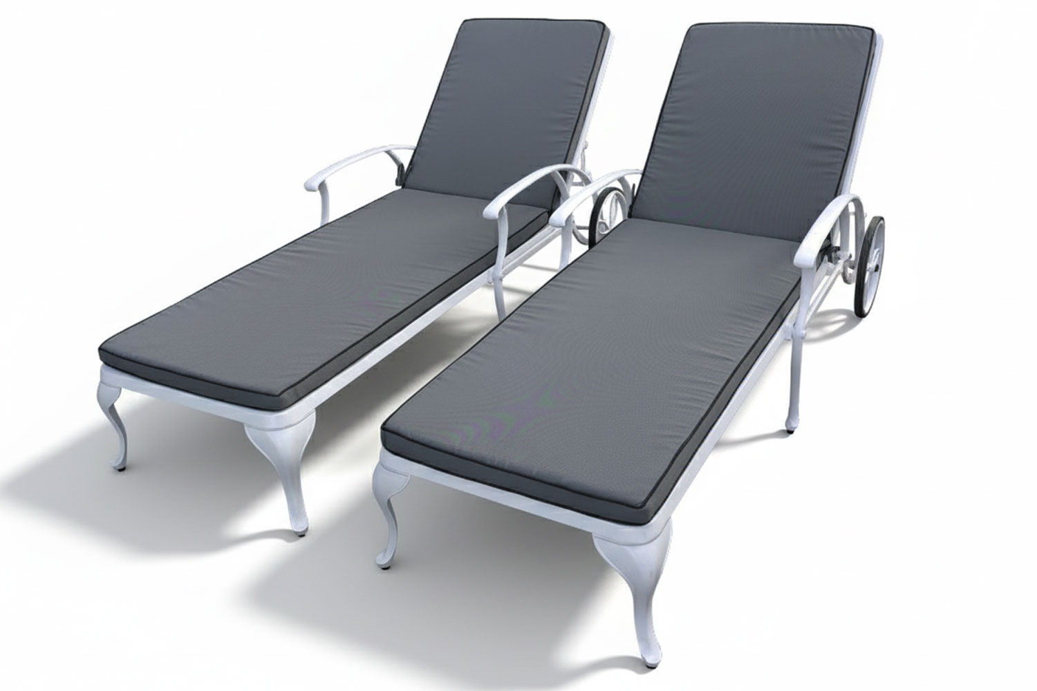 Aluminium Sun Lounger Set 2-Piece (White, Charcoal Cushions)