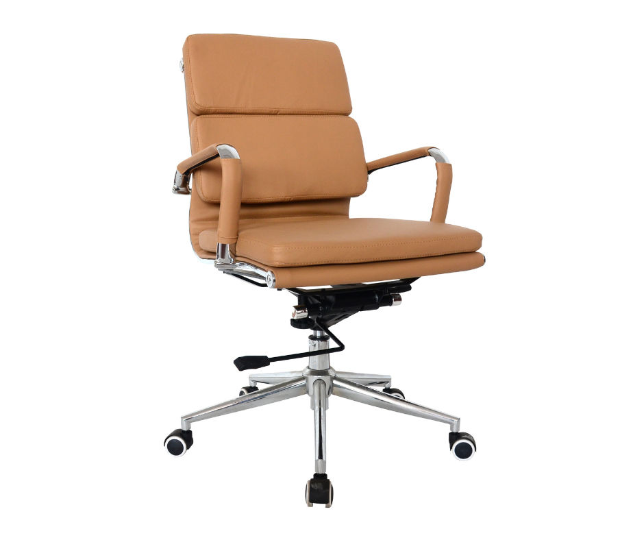 TOCC Classic PU Cushion Medium Back Office Chair - Camel