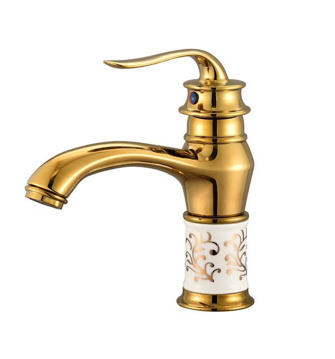 VINTAGE BASIN MIXER - GOLD ANTIQUE ROUND HANDLE (PLASTIC)