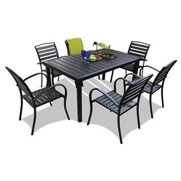 Prestige Home - 6 Seater Patio Dining Set Black