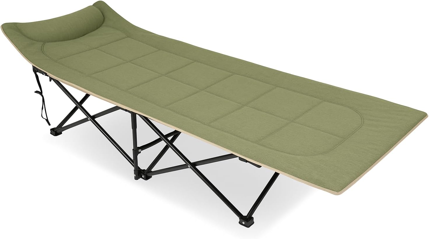 Portable Folding Camping Bed with Cotton-Filled Padding & Carry Bag – Heavy Duty Steel Frame, Comfortable Outdoor Stretcher Cot for Camping, Fishing & Guest Use (190 x 71 x 38cm)