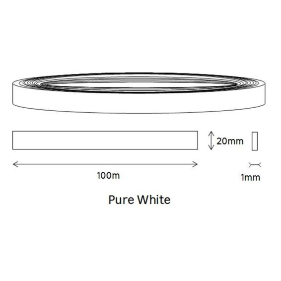 Edging PVC Roll Pure/Iceburg White-1mm thick-w20mmxl100m