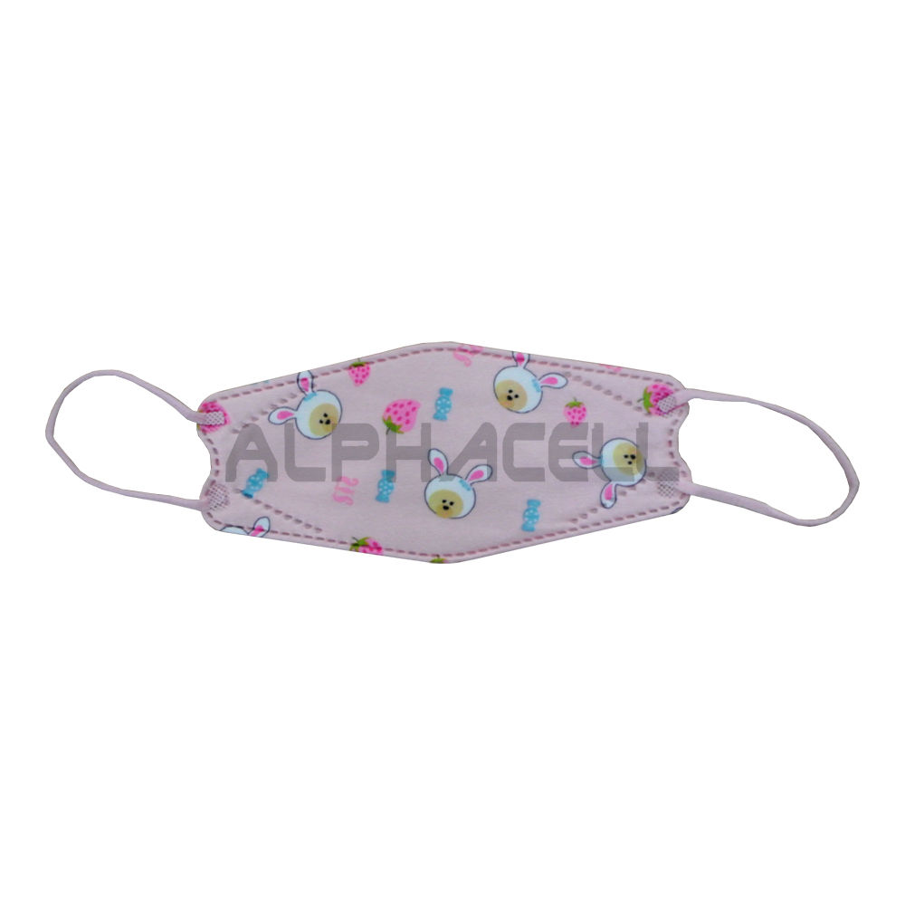 DISPOSABLE FACE MASK KIDS - KF94 - Bunny/Strawberr LIGHT PINK