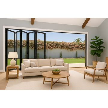 Kenzo - SFD5FG6RC - Aluminium Fold A-Side Door 3mx2.1m Charcoal Open to Right Viewed From Outside