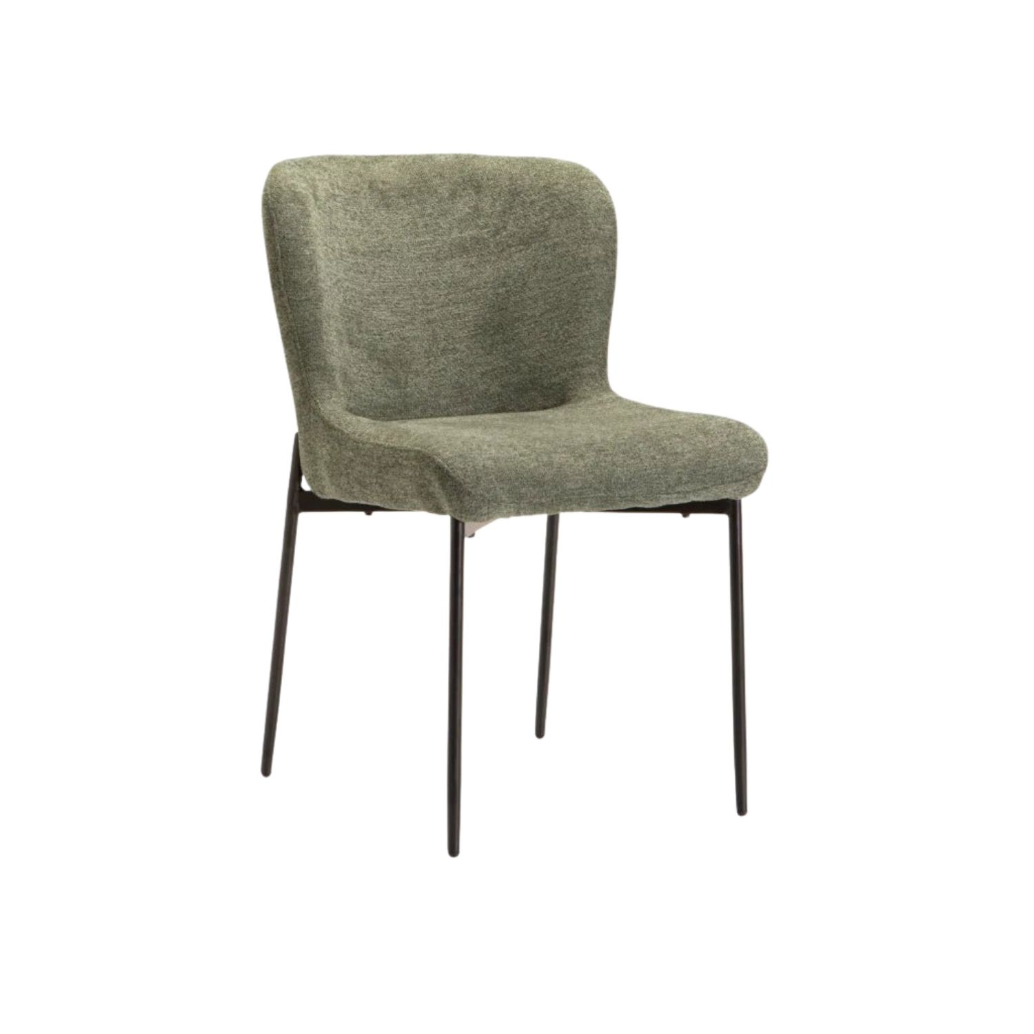 Modern Fabric Dining Chair with Curved Back - Green