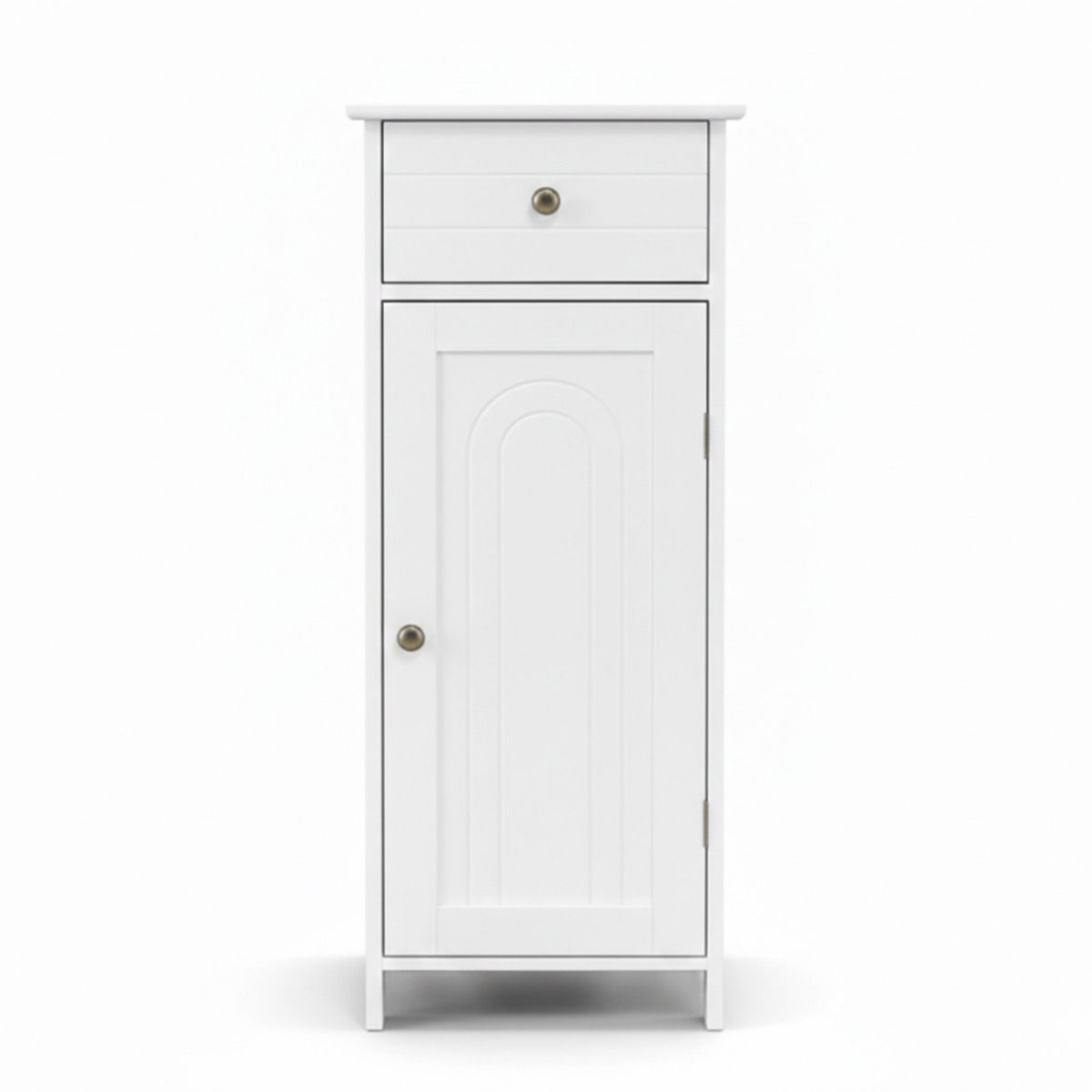 Lazava white slim floor cabinet with drawer & door - bathroom & living room
