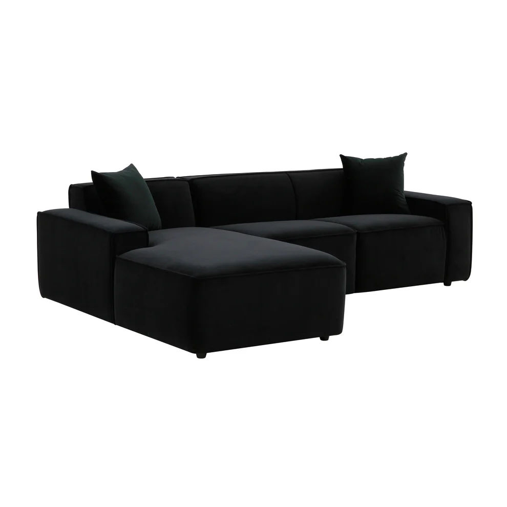 Black Velvet Right hand Sectional - Corner Couch