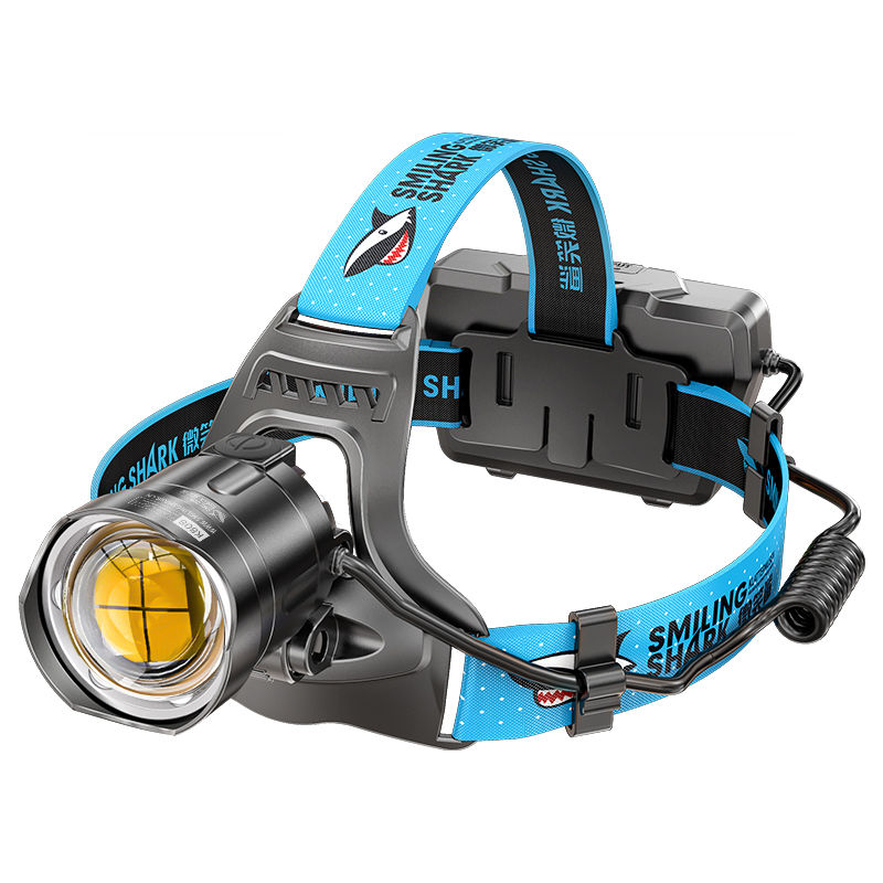 Smiling Shark K808 Super Bright 6000 Lumens Led Headlamp 8400mAh Battery Long Last Zoomable 3 Modes USB Rechargeable Waterproof LED Headlamp for Camping/Hiking