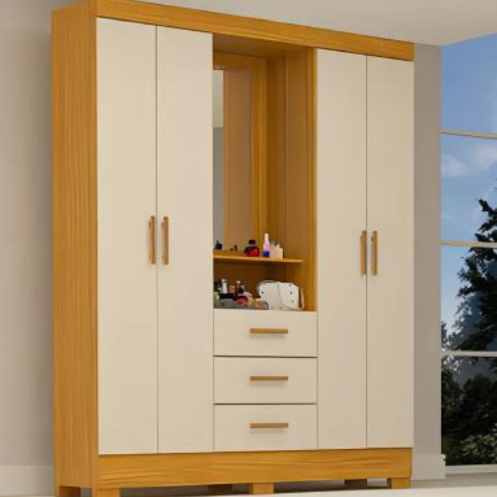 Capelinha Premium Wardrobe with 3 Doors and 3 Drawers-Cinnamon Areia