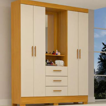 Capelinha Premium Wardrobe with 3 Doors and 3 Drawers-Cinnamon Areia