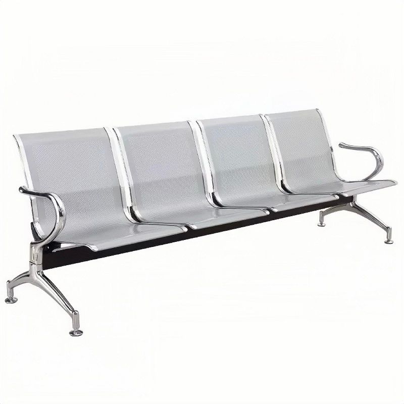 Steel Chrome 4 Seater Waiting Area Reception Chairs Silver