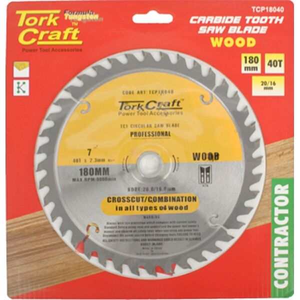 Blade Contractor 180 X 40T 20/16 Circular Saw Tct