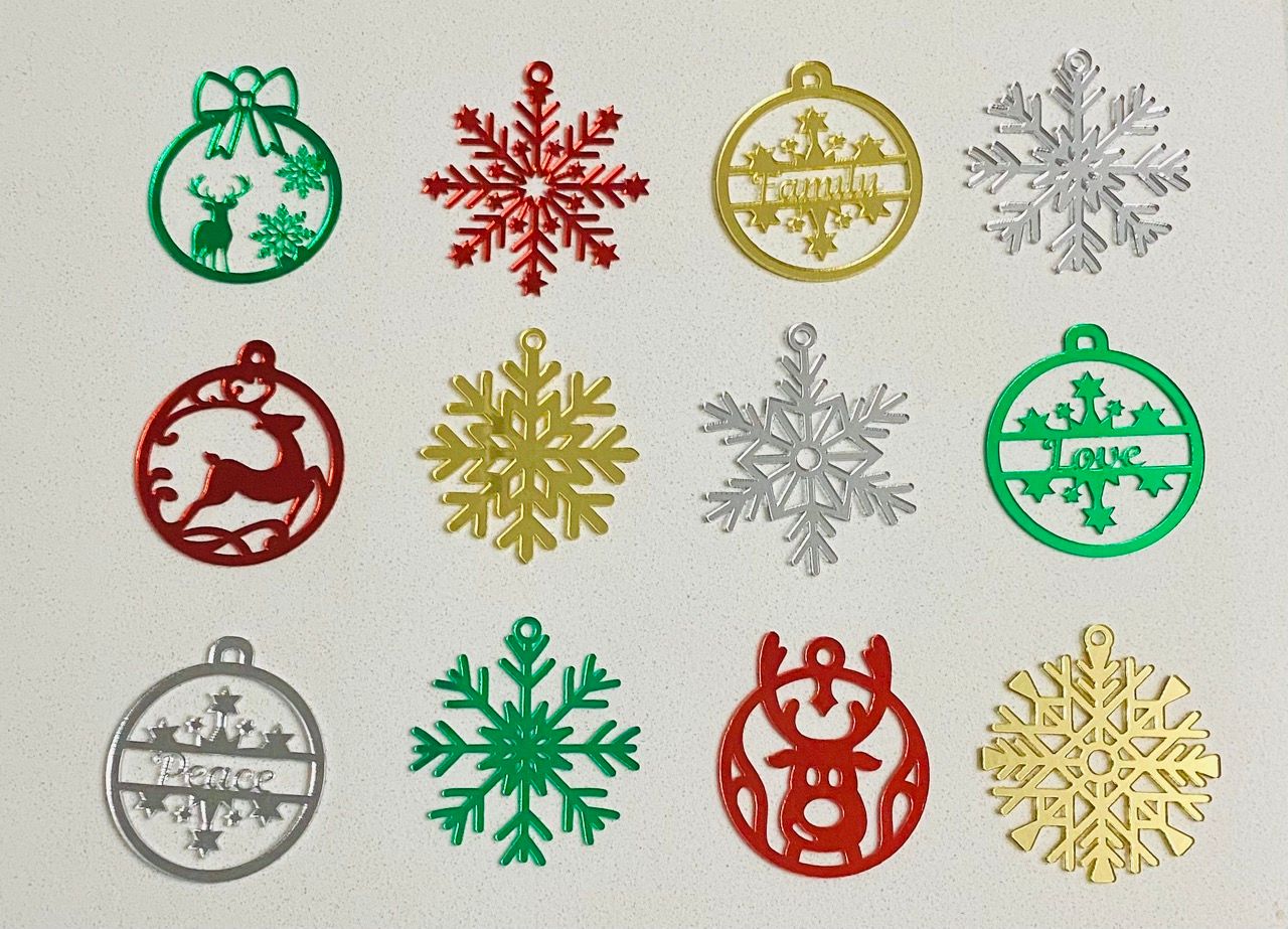 Multi-colour Acrylic Mirror Christmas Ornaments