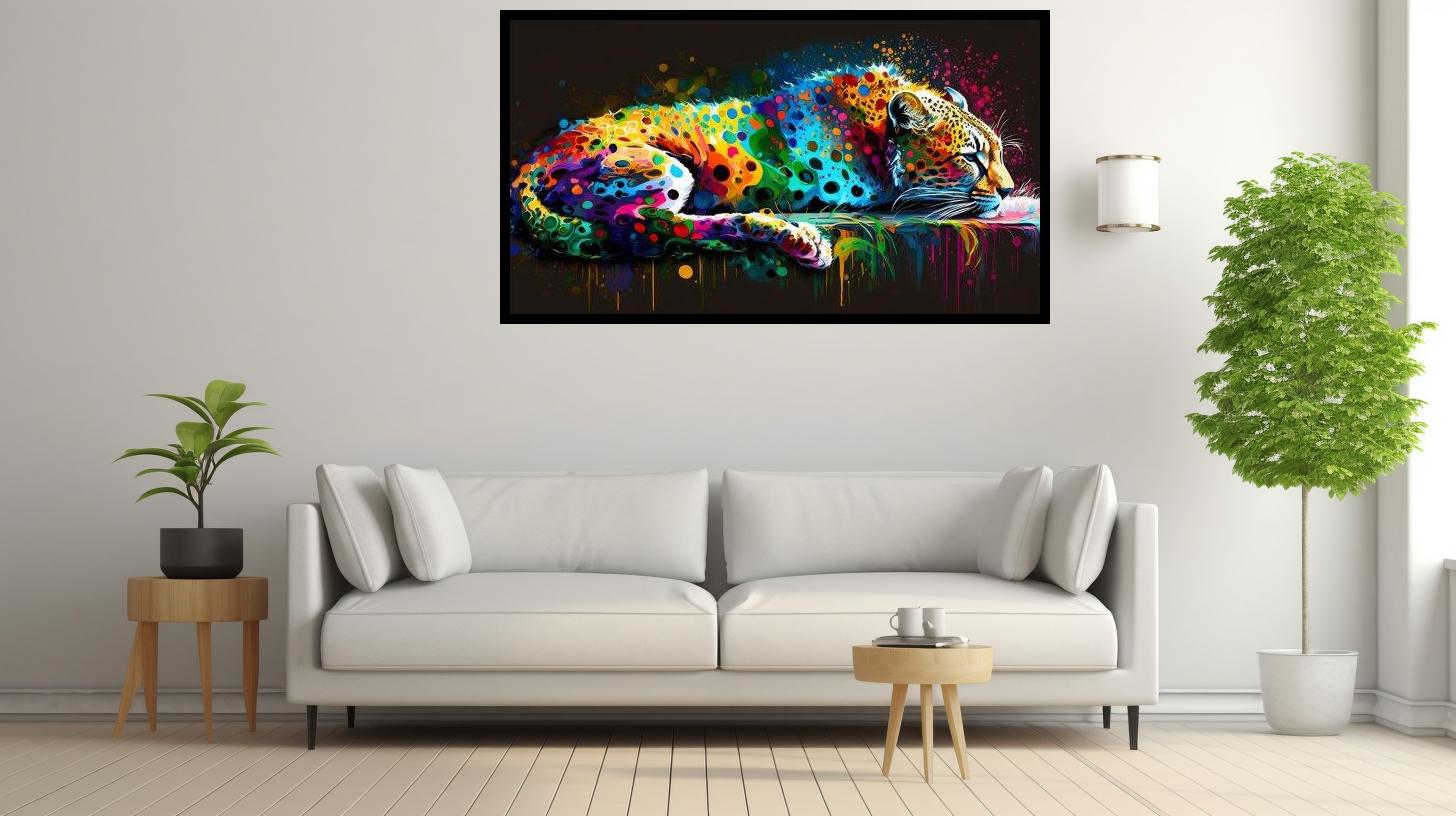 Canvas Wall Art - Colourful Cheetah - B1582 [120 x 80 cm]