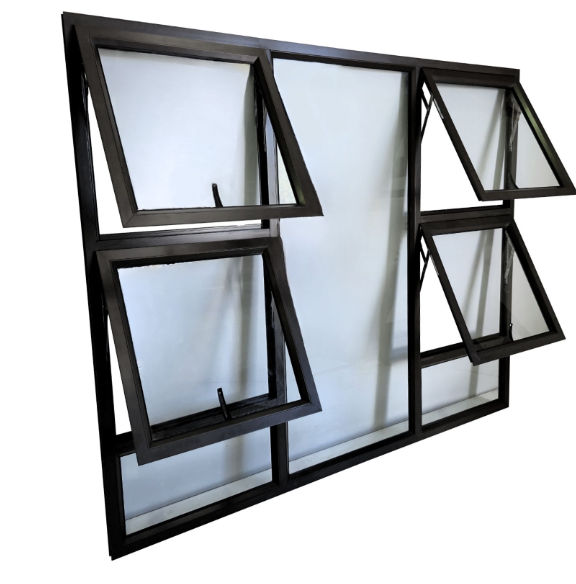 GreenLine Interiors TOP HUNG ALUMINIUM WINDOW Black PTTTT2415 4 VENT W2400MM x H1500MM