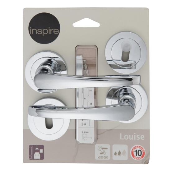 Door handles on round rose w/escutcheon chrome finish louise inspire