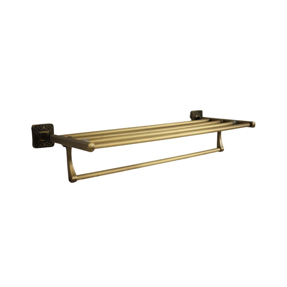 VINTAGE BATHROOM SHELF - BRONZE BRASS - ANTIQUE A-33