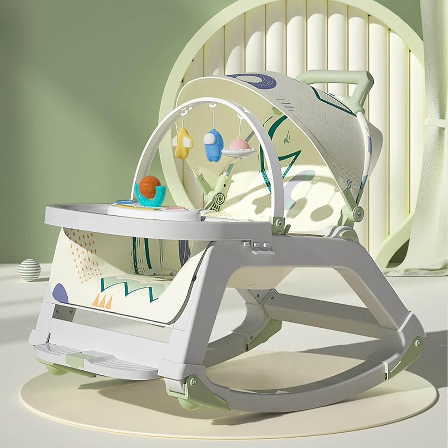 5 in 1 Baby Rocking Chair - Green