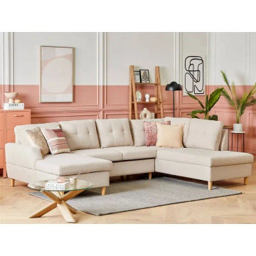 Christopher U Shape Sofa-Linen-Beige
