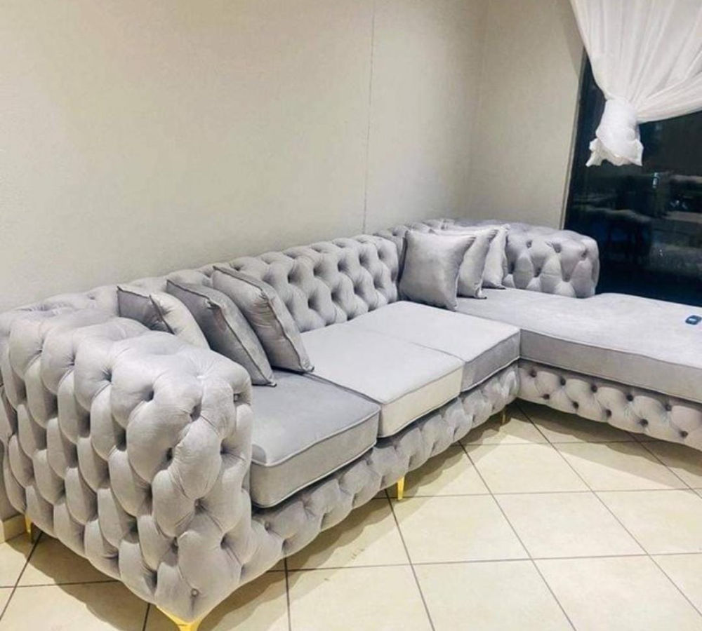 L-Shaped Velvet Corner Couch