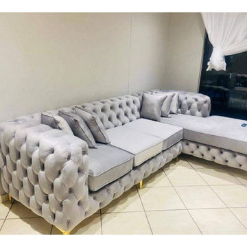 L-Shaped Velvet Corner Couch