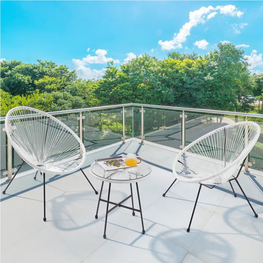 KC FURN-3pc Bristo Patio Set,White