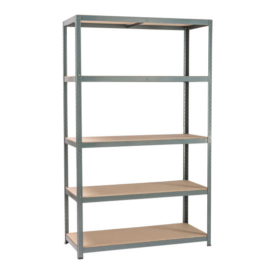 Spaceo wood & metal shelving 5 tiers w120xd50xh196cm