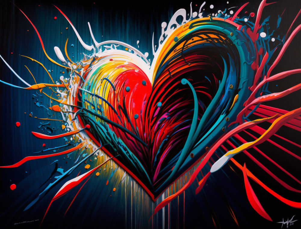 Canvas Wall Art - Canvas Wall Art: Pulsating Heartbeat Painting - B1331 - [120 x 80 cm]