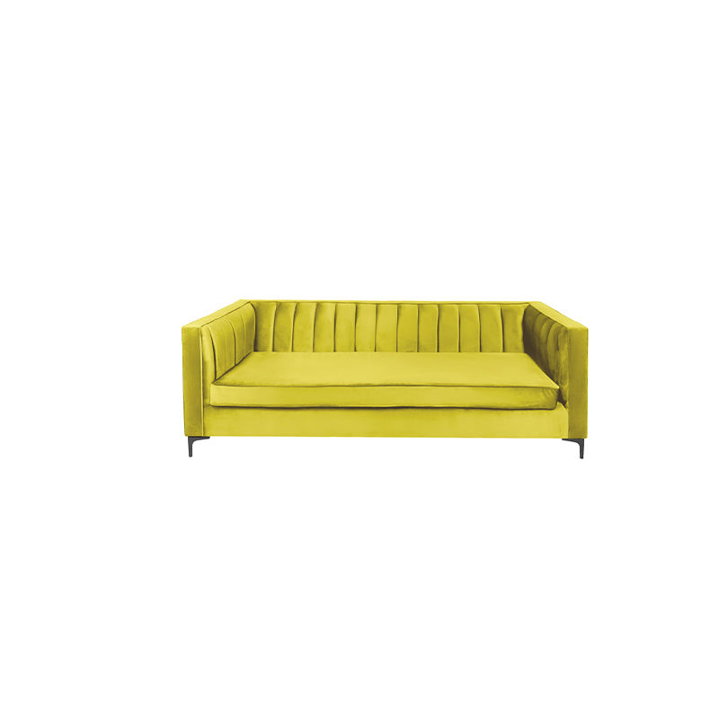 Oxford Three Seater Stripe Velvet-  Yellow
