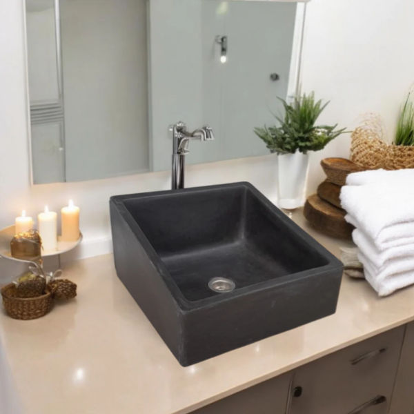 Slanting Pyramid Bespoke Black Concrete Basin/Sink 36x30.5x19.5x11.5cm